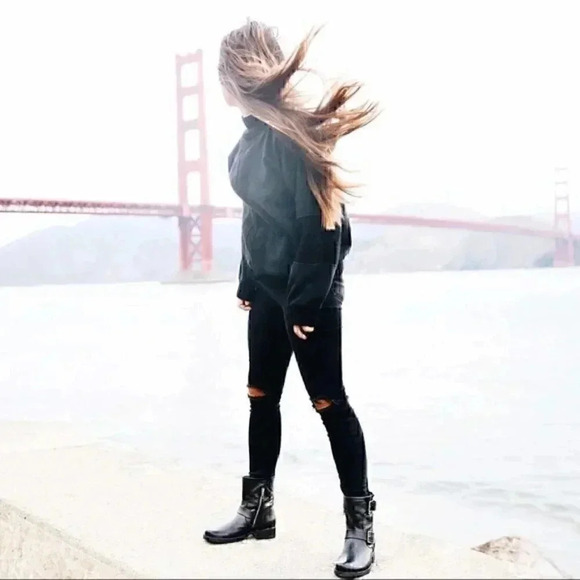 Frye Vicky Belt Buckle Leather Combat Ankle Boot - Picture 3 of 13